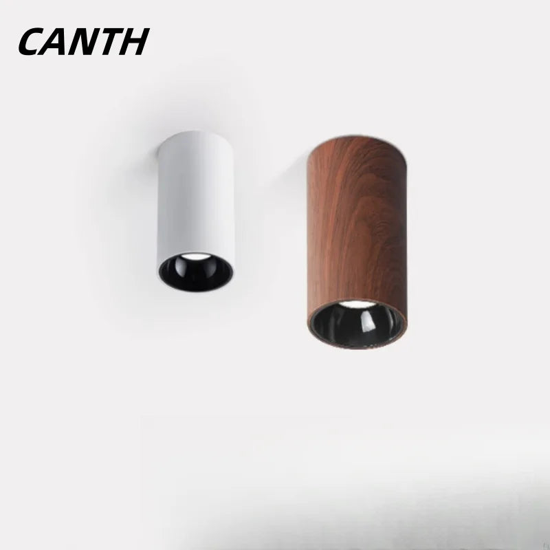 Mid-style exposed household anti-glare walnut wood grain ceiling light corridor and passageway no-hole living room