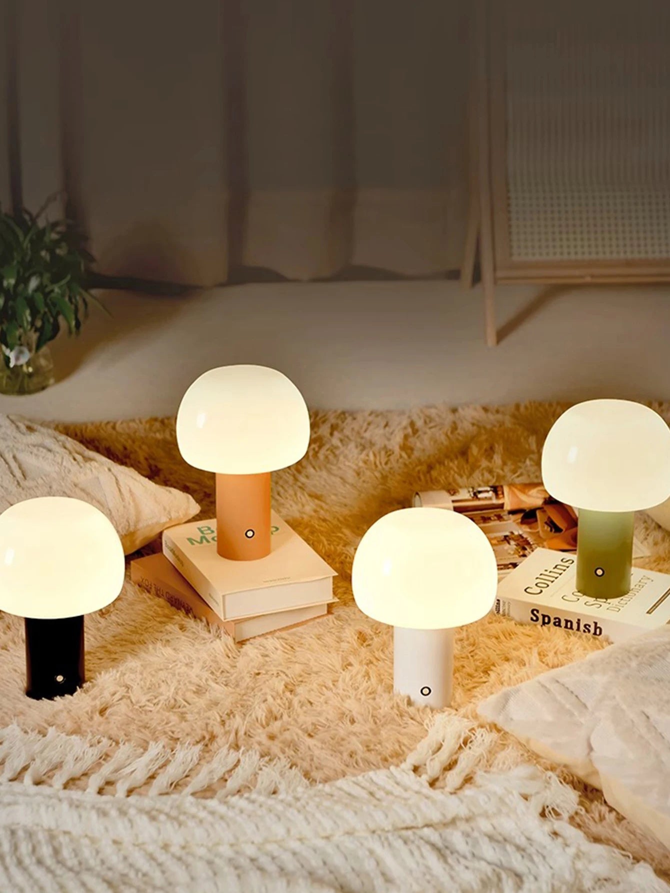 Led green/orange/white/black desktop decorative table lamp rechargeable portable for camping restaurant home decoration.