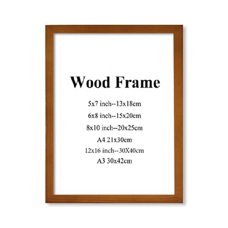 A4 a3 photo frame wooden black white color picture frames for poster wall art hanger - walnut / 6x8inch(15x20cm)