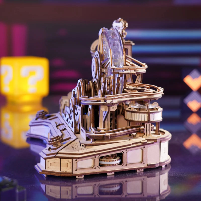 Robotime rokr pinball model gear ball challenge 3d wooden puzzle kits to build diy table game gift idea for men women