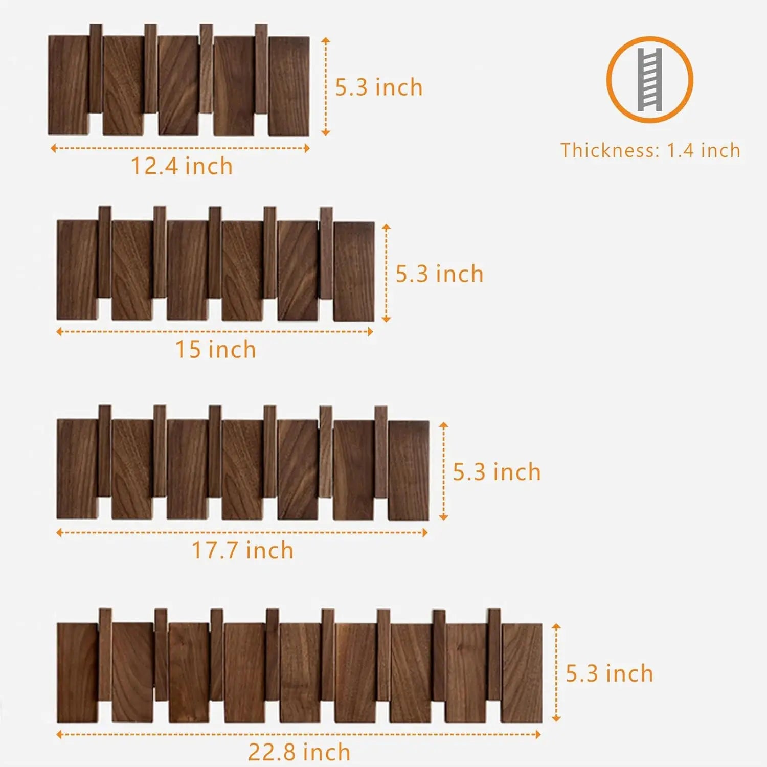 Wood coat rack wall mount hanger keys beech walnut door hook hat organizer porch entry home decor