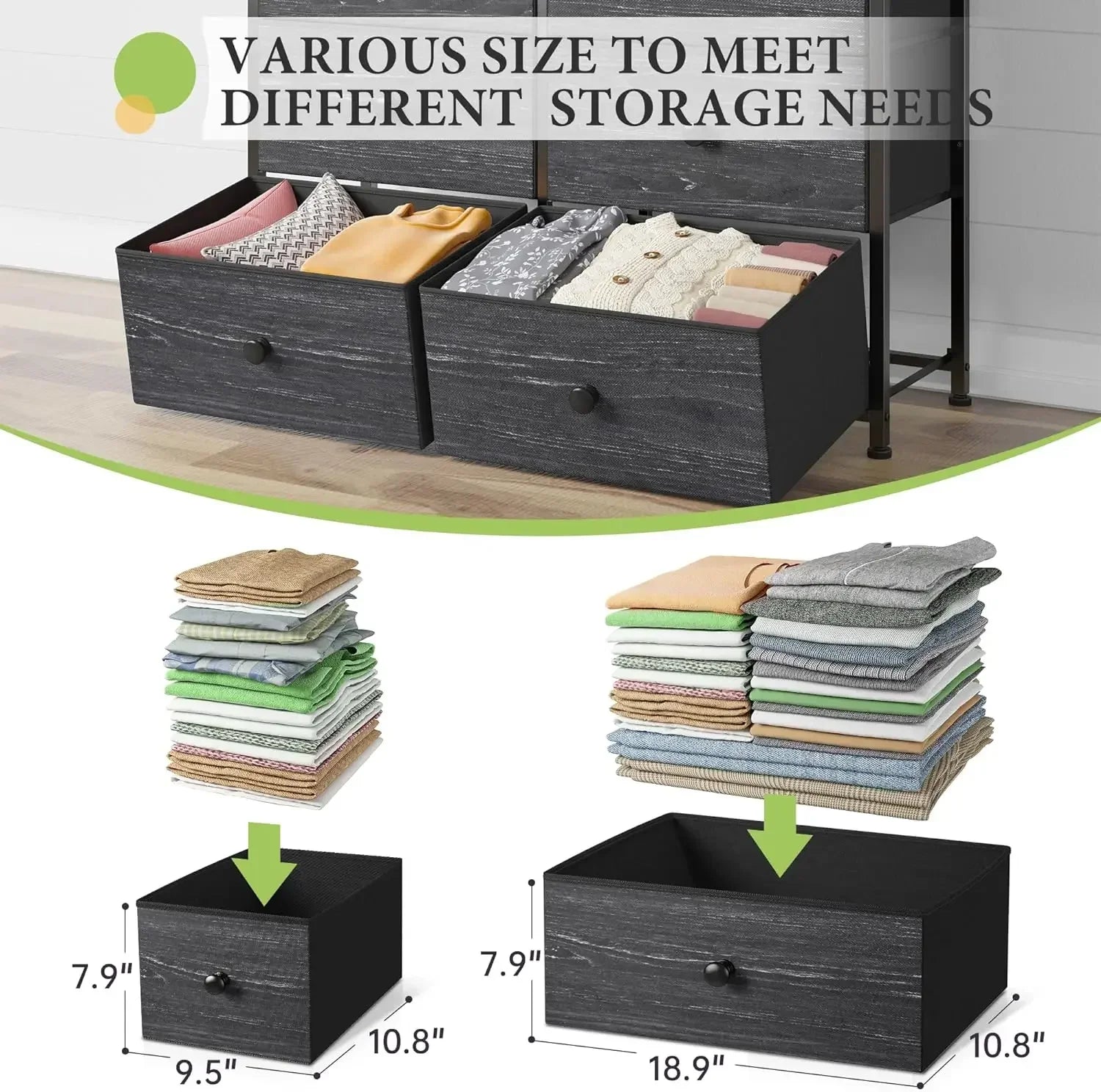 Dresser for bedroom with 12 drawers dressers & chests of black fabric - united states