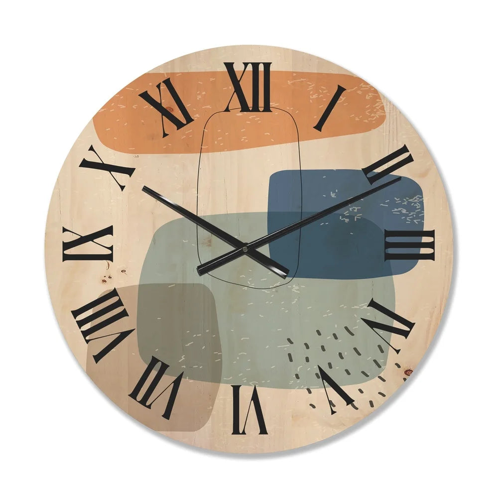 Modern wood wall clock unique geometric organic design 100% natural pine ready to hang home office decor battery