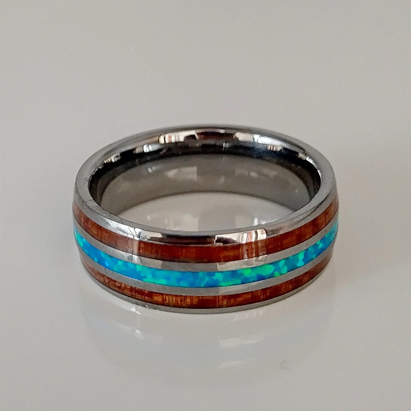 Designer high quality koa wood meteorolite 18k rose gold plated tungsten jewelry wedding band fashion rings for men