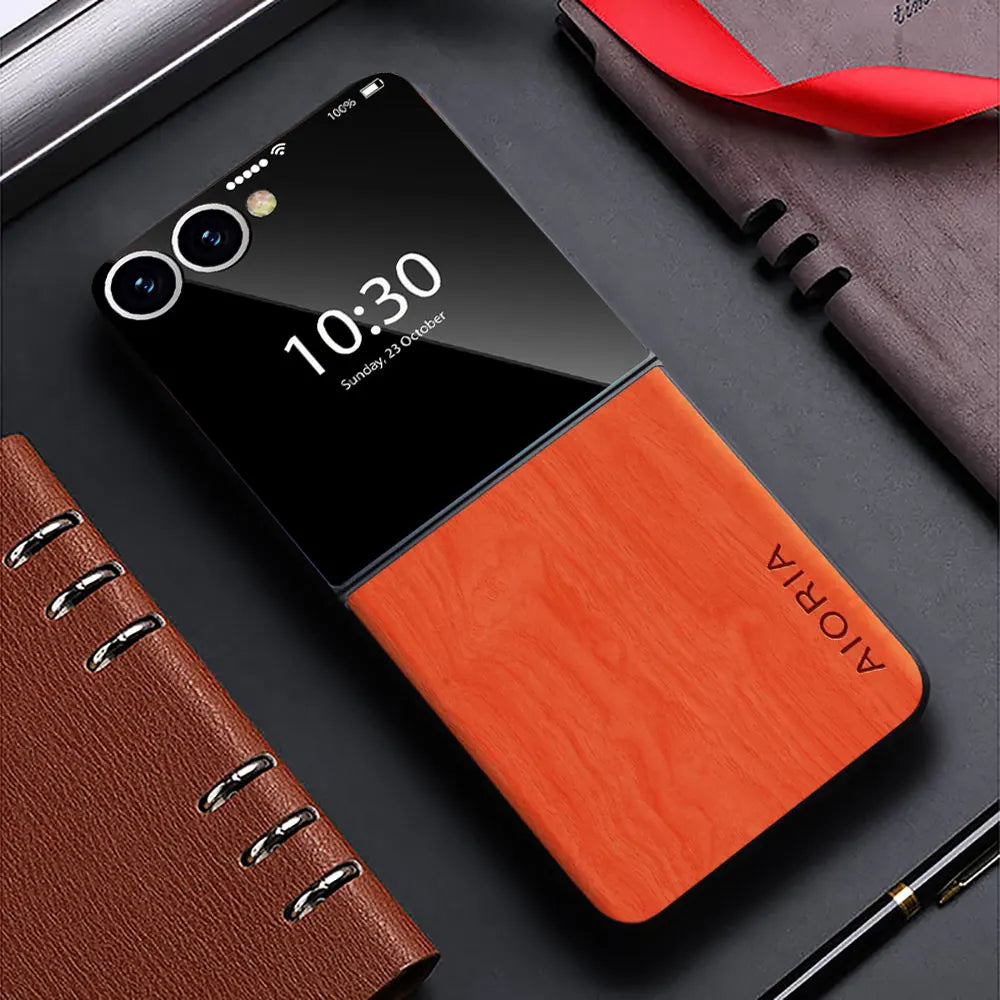 Case for samsung galaxy z flip 7 6 5 4 3 5g funda bamboo wood pattern leather cover galaxy z flip7 flip6 flip3 flip5