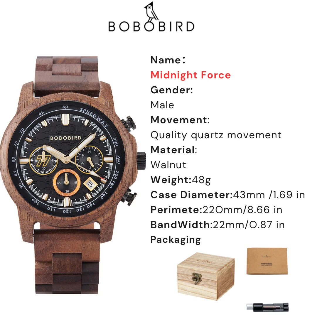 Bobobird men’s wooden watch classic style eco-friendly timepiece for business casual wear christmas gift him