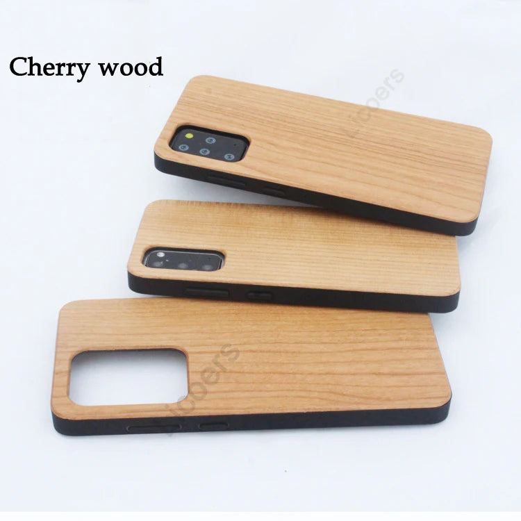 For samsung galaxy s25 s24 s23 s22 s21 fe note 20 s20 ultra plus case thin solid natural wood cherry walnut bamboo