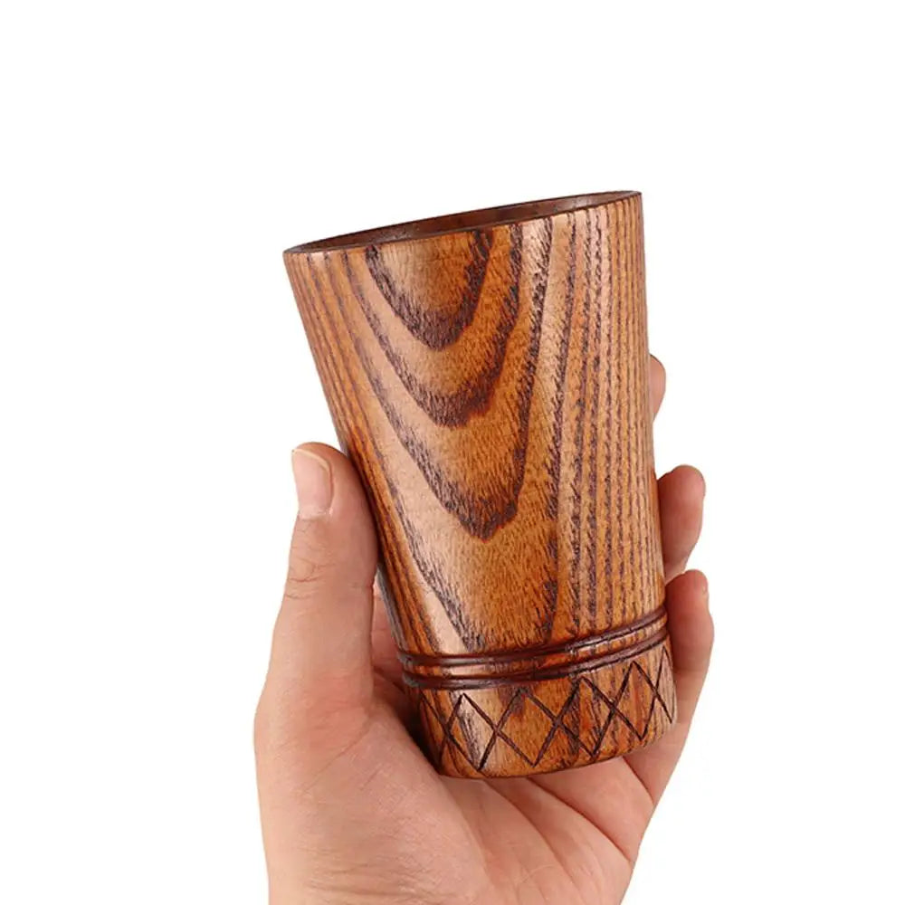 Durable anti-scalding japanese style wooden mugs handmade retro tea cups anti fall coffee milk