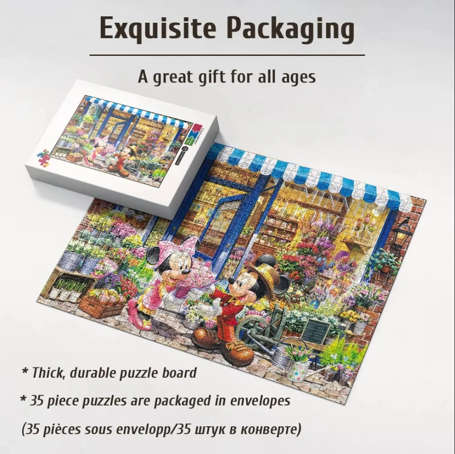 Jigsaw puzzle disney mickey minnie 108/200/300/500/1000 pieces wooden onepiece puzzles for adults toys gifts