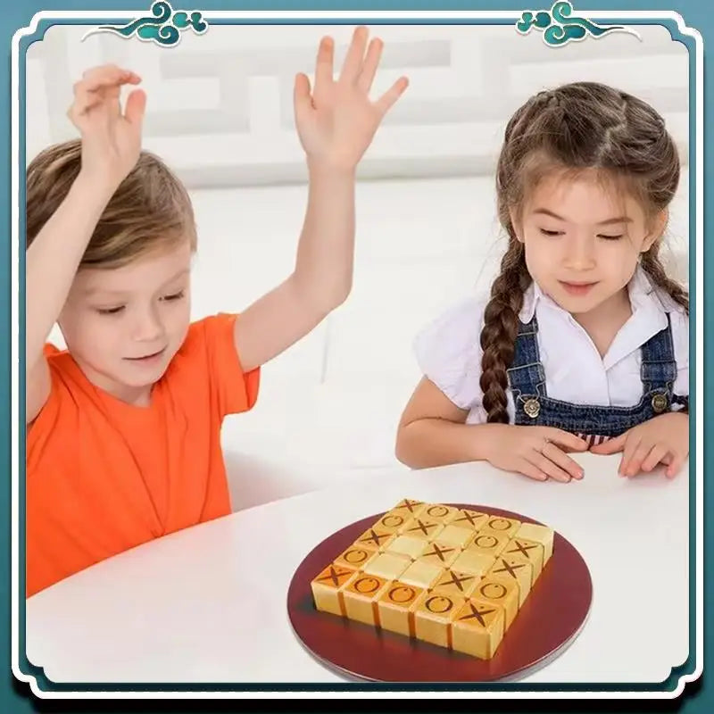 Reliable xo chess board wooden mini tic-tac-toe game desktop board-games interactive educational montessori-toys