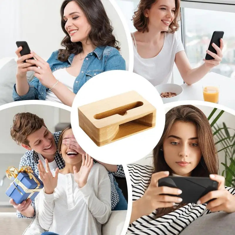 Wood phone speaker amplifier holder stand desktop tablet shower cellphone dock natural loudspeaker