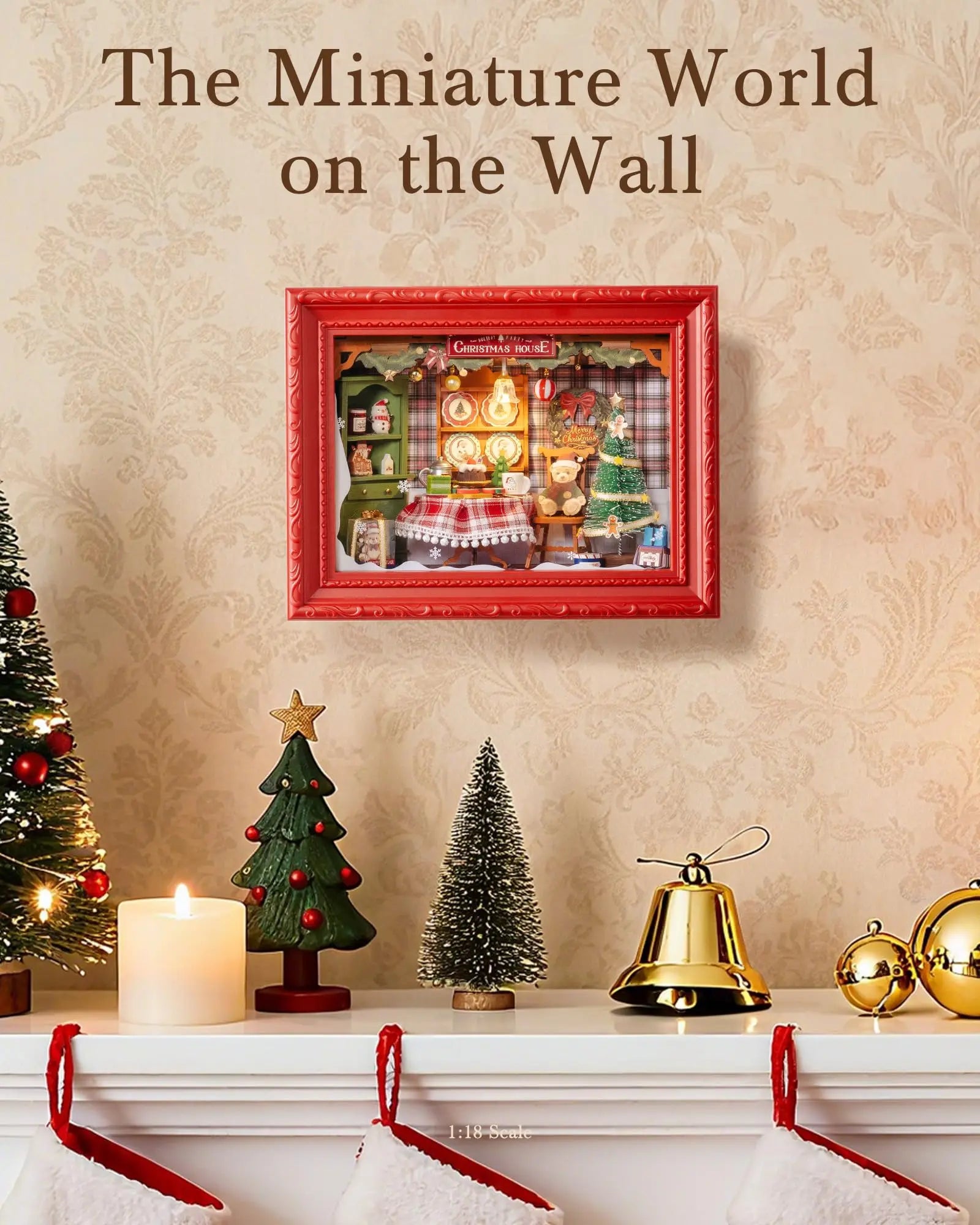 Rolife christmas eve party 3d led diorama snap together wooden puzzle kit for wall tabletop festive home decor gift