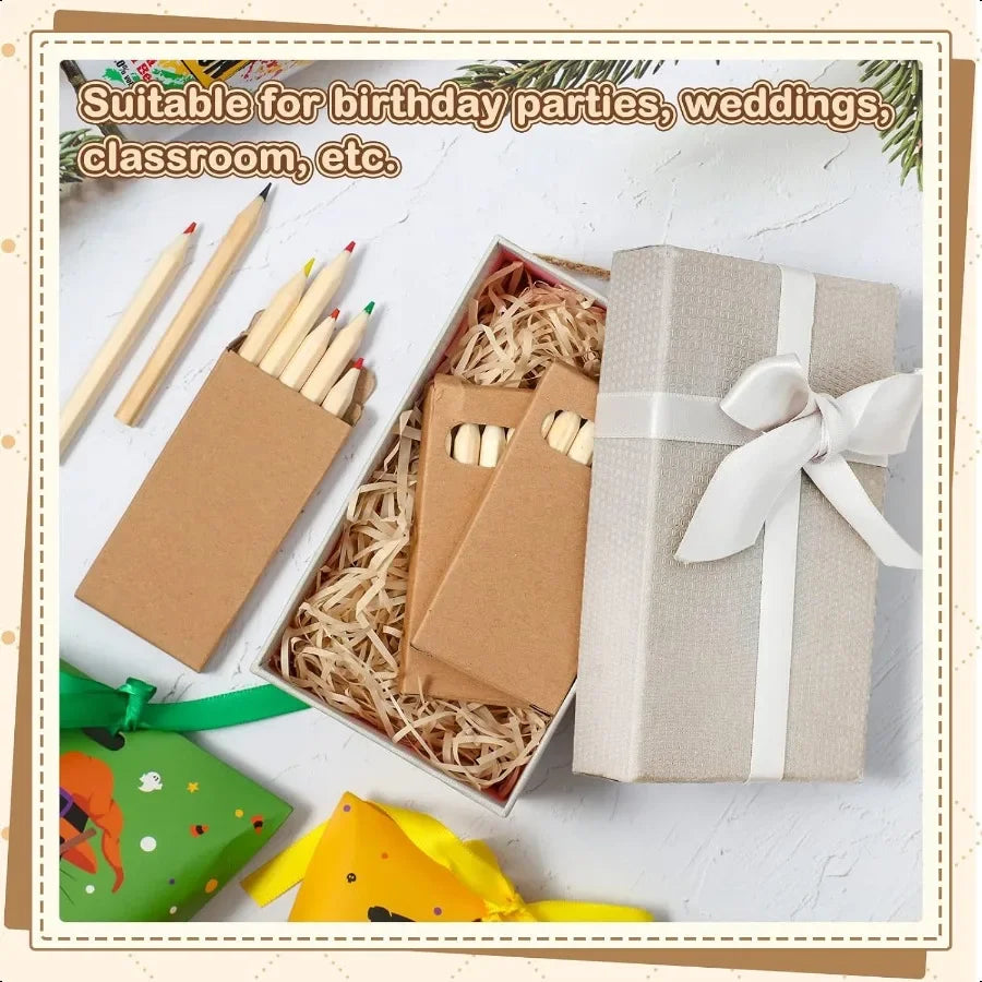24 packs mini colored pencils bulk 3.5 inch coloring drawing pencil in kraft boxes goodie bags gifts for adult