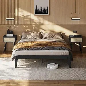 Bme chalipa 14” queen bed frame - solid wood platform - japanese joinery - slat support - no box spring neede - united