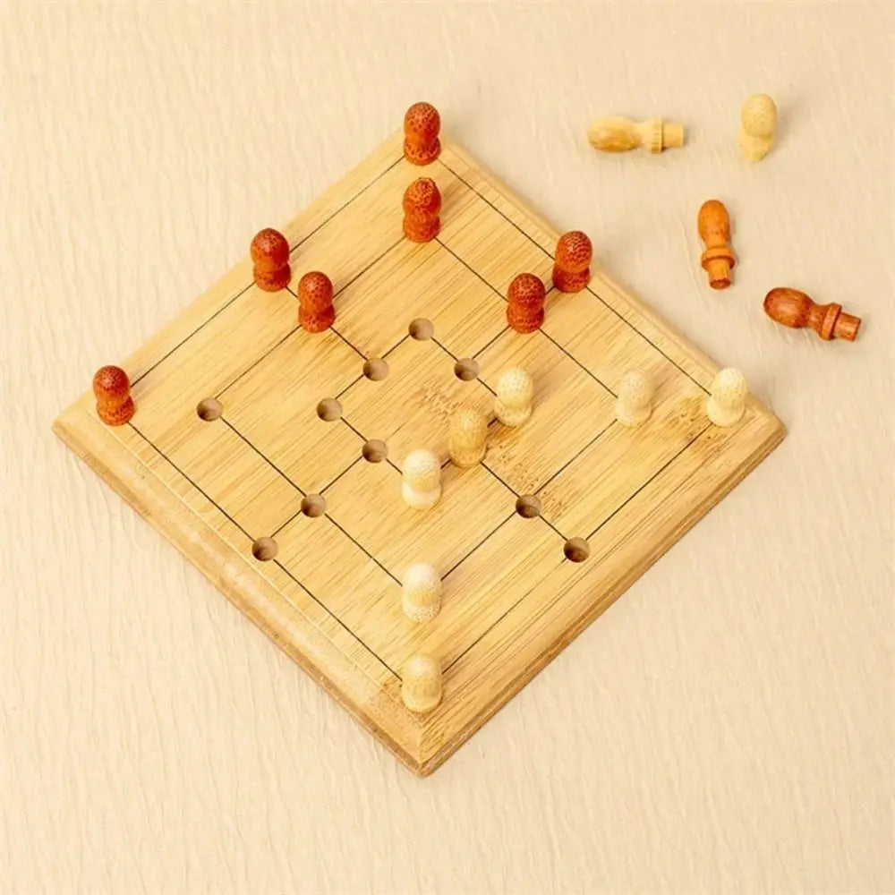 Wooden mini chess borad game chessboard improve intelligence travel backgammon checkers educational portable