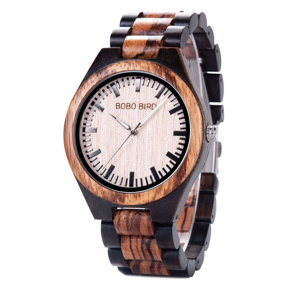 Bobo bird wooden men watch new design fashion women wristwatch luminous hand wood strap alloy clock great gift box