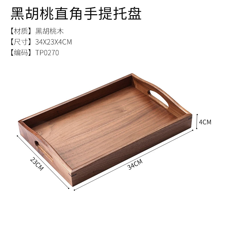 Japanese walnut tea ceremony wooden tray solid wood dry brewing home decoration high-end dessert dinner plate - m 34
