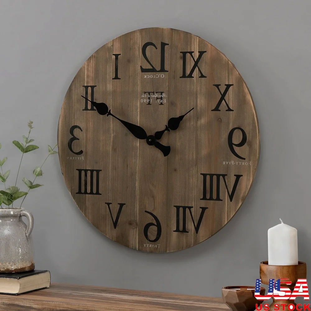rustic-wall-clock-round-analog-wooden-barn-wood-design-large-numbers-home-decor-24-inch-hanging-clock-battery-operated
