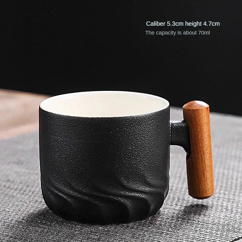 Creative handmade exquisite coffee cup vintage with wooden handle mug cups mugs drinkware kitchen dining bar home