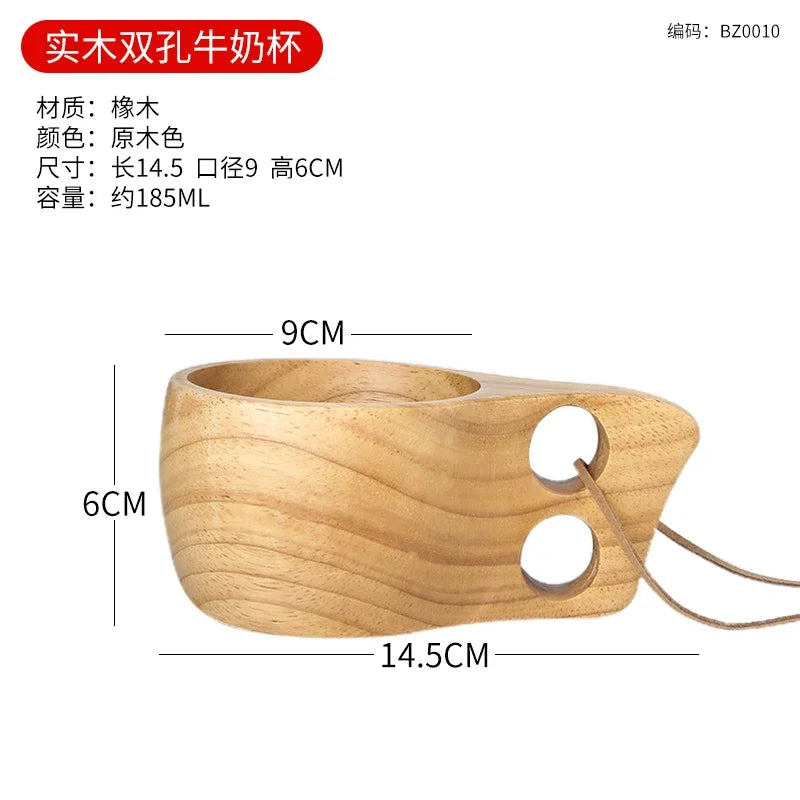 Wooden finland mug creative outdoor camping travel cup nordic style handmade milk coffee bar beer mugs - b4 185ml