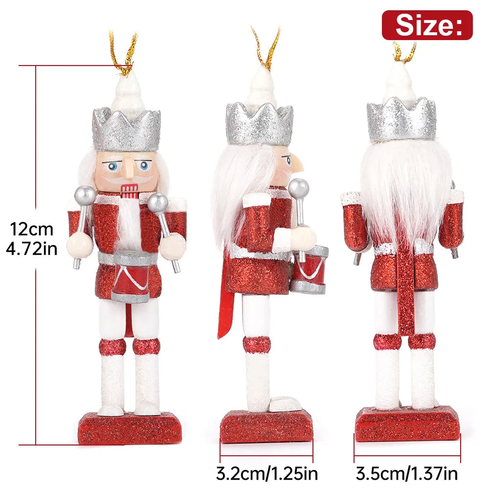 5pcs/set christmas nutcracker soldier puppet wooden handicraft tree pendant desktop ornament new year home decoration