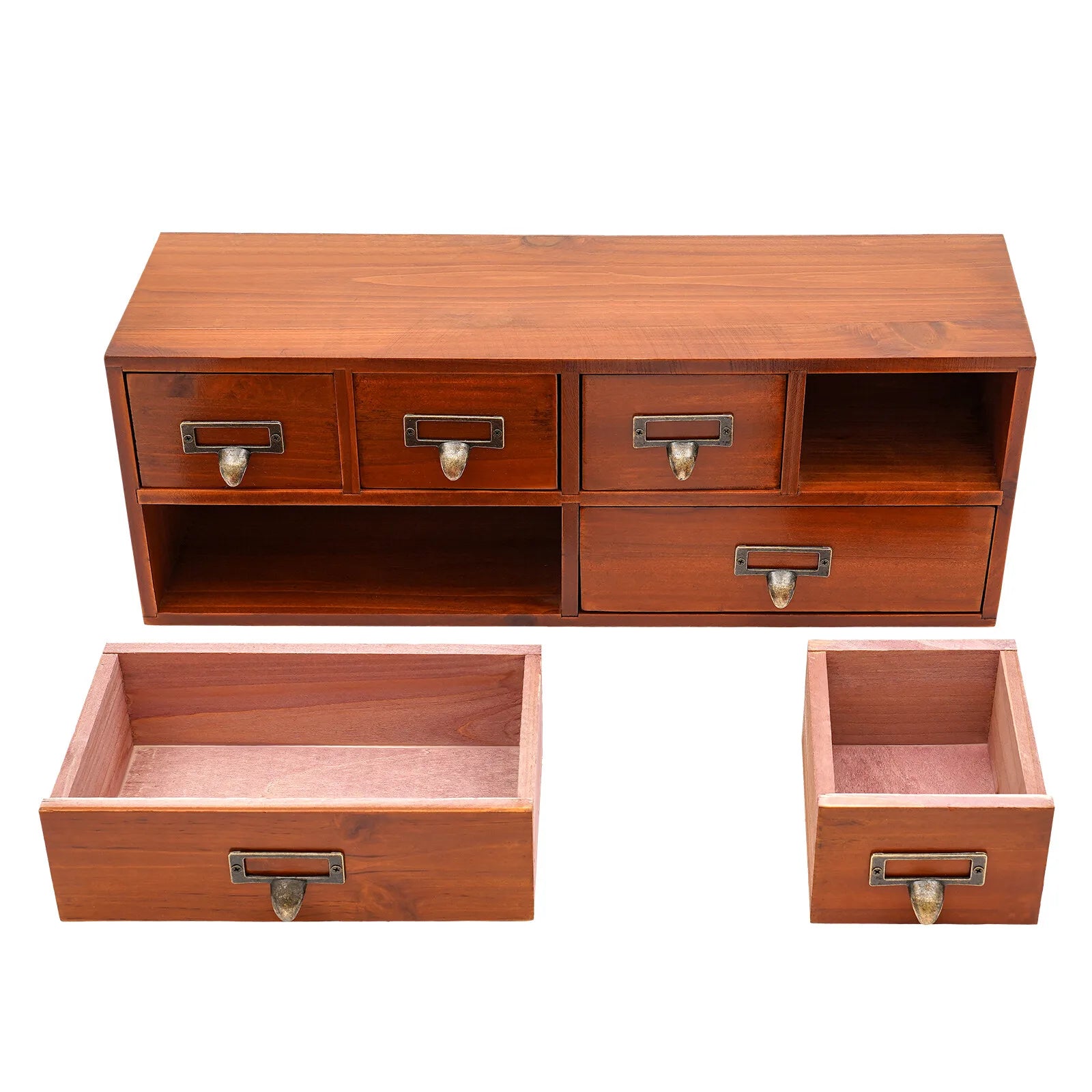 6-drawer 49*14*17.5cm storage cabinet desktop organizer retro box herbs library cards business - united states