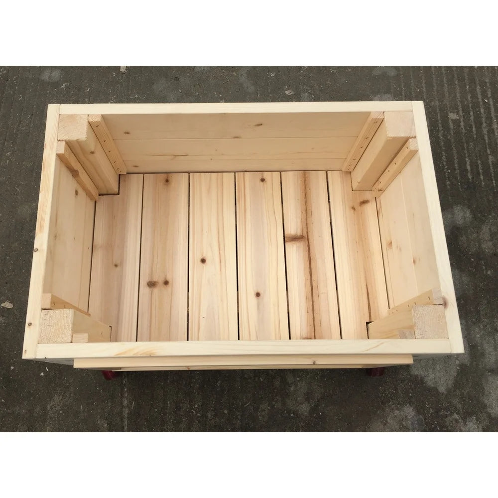 Natural wood raised garden bed planter box with wheels outdoor vegetable flower durable removable square design easy