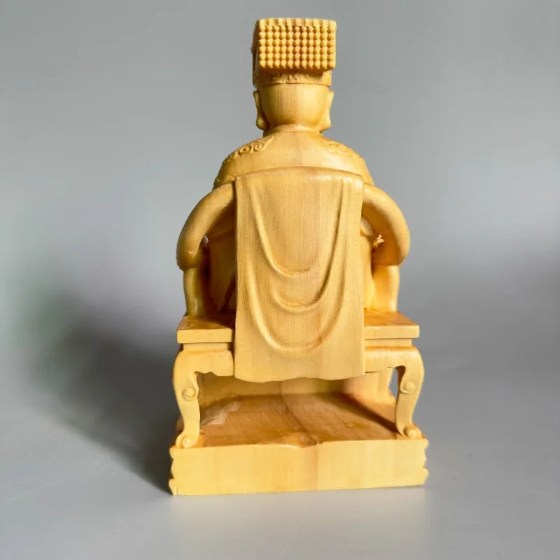 Exquisite cypress wood carved jade emperor statue heavenly figurine for buddhist altar worship & home decor divine art