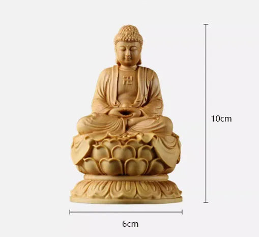 Cypress wood carving sitting statue the buddha buddha’s home furnishings automobile - light grey - religious (buddhist)