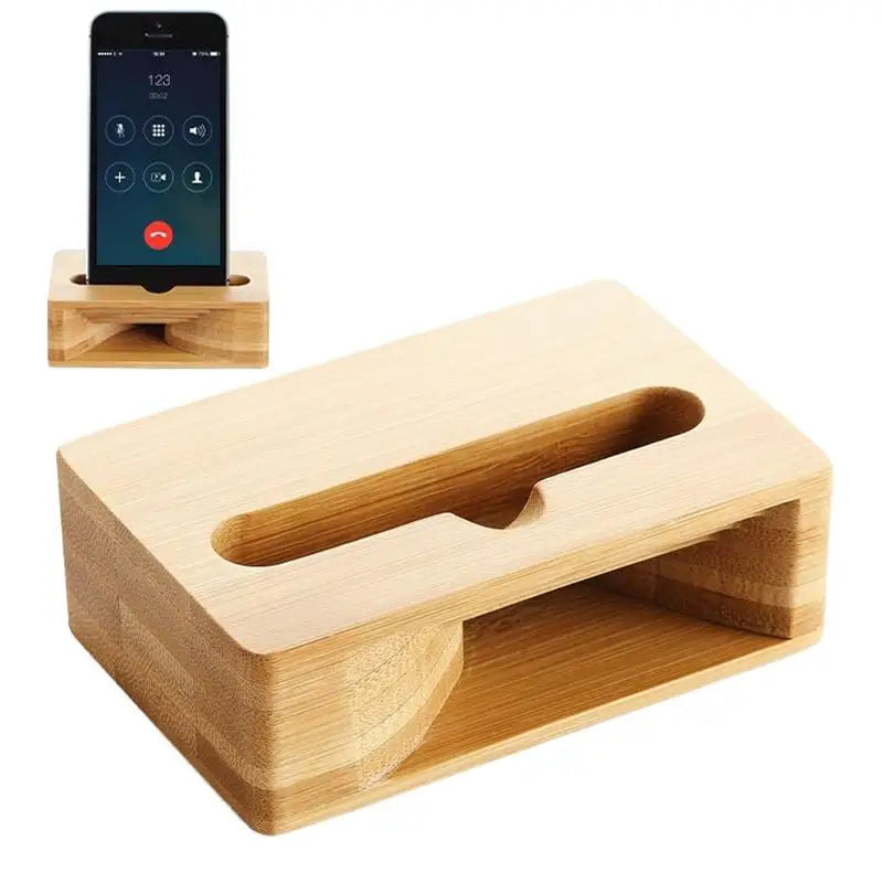 Cell phone stand mobile sound amplifier wooden with holder desk support