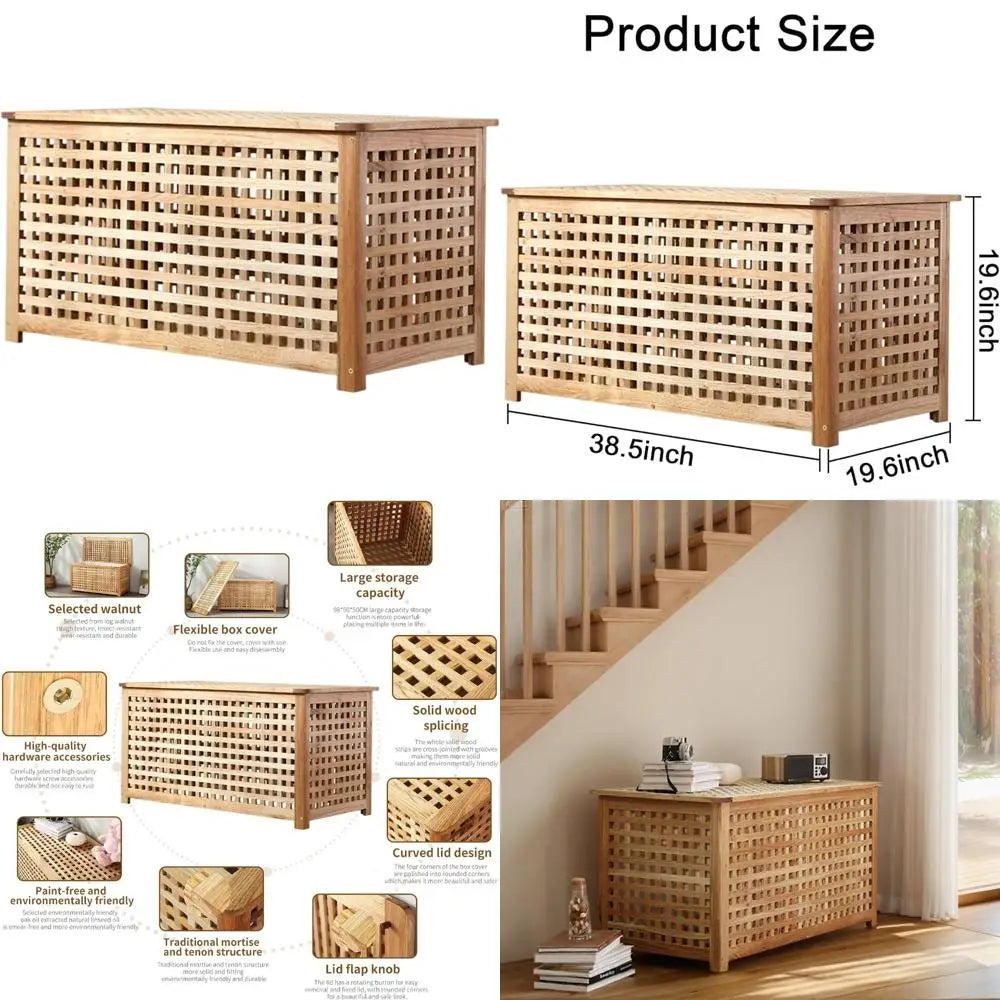 Natural wood entryway bench with storage suitable for coffee table in living room bedroom and bathroom (38.5x19.6x1