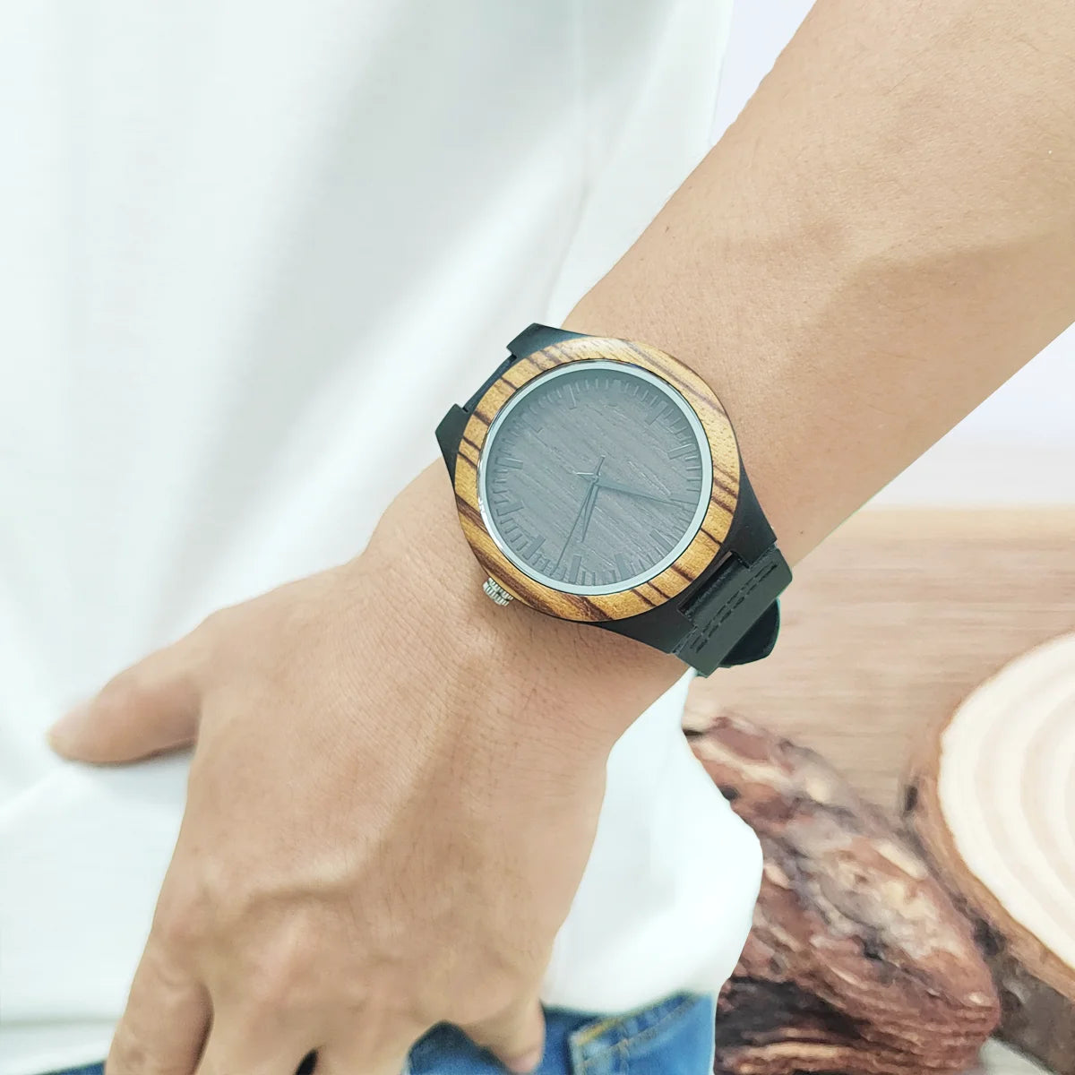 Vintage wooden wrist watches for men & women leather strap clock quartz wood personalized men’s birthday gift wholesale