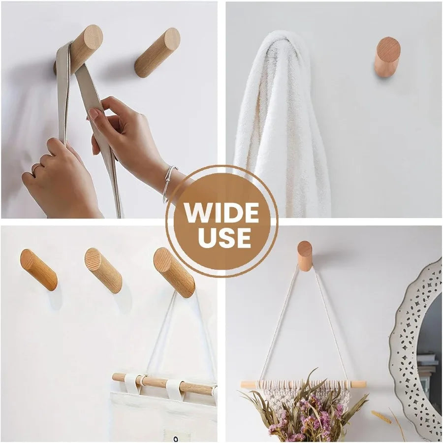 6 pack wood wall hooks rustic wooden coat mount hat for decorative rack hangers hanging clothes - united states