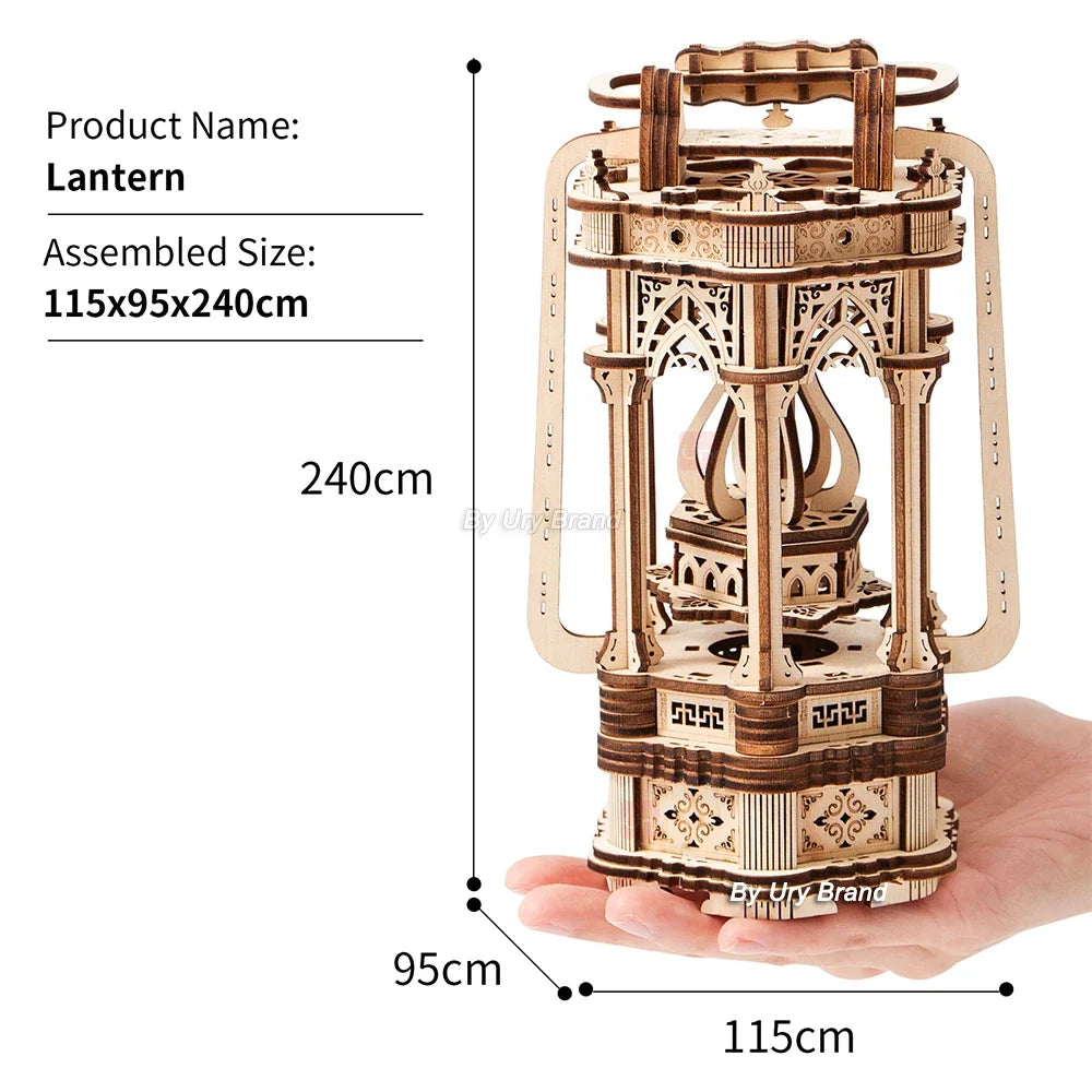 Ury 3d wooden puzzle lantern diy vintage light bedside lamp model assembly building kits desk decoration gift for teens