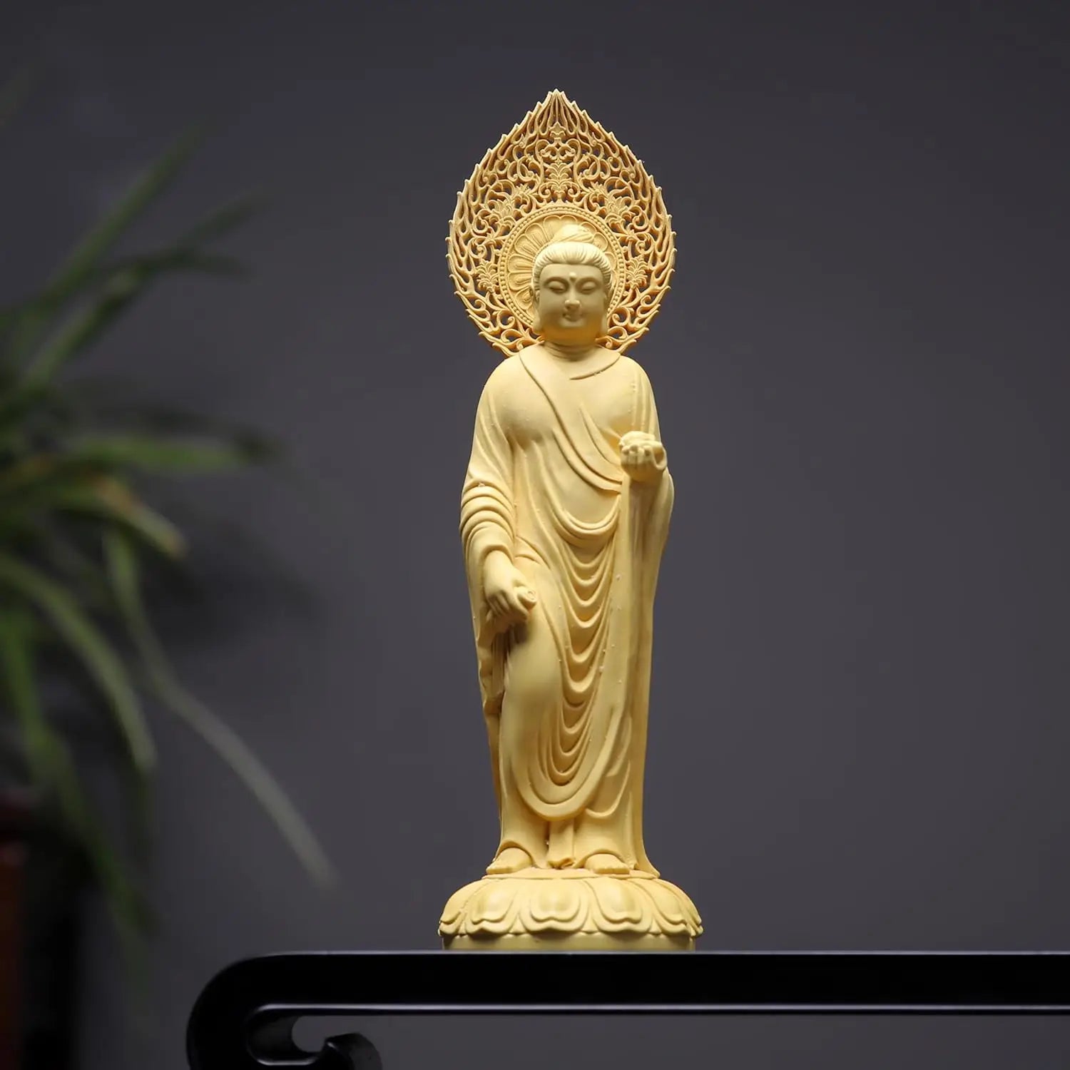 Handcrafted boxwood western three saints buddha statues – amitabha manjushri and samantabhadra wooden sculptures