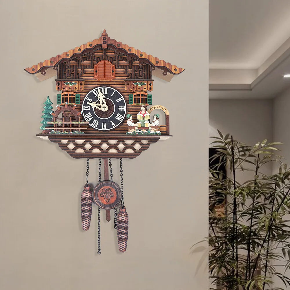 Wall clock vintage antique wooden hanging home living room decor - united states