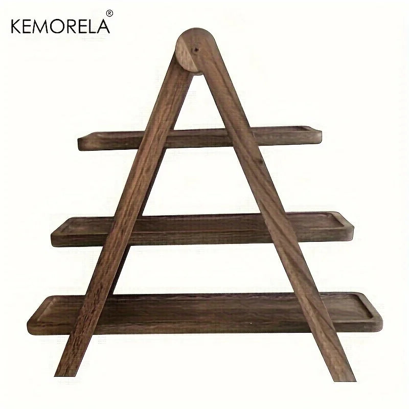 3 tier serving tray three tiered cupcake stand rectangle platter wooden party brown decorative - 1pcs