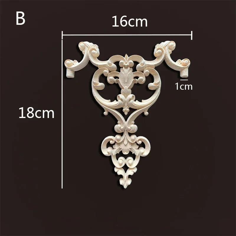 Europe wood appliques molding decals for furniture home decor carving onlays flower background wall decoration