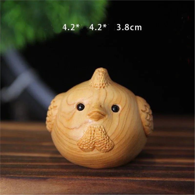 12 zodiac wood carving set - rat cow tiger rabbit dragon snake horse sheep monkey chicken dog pig animal figurines