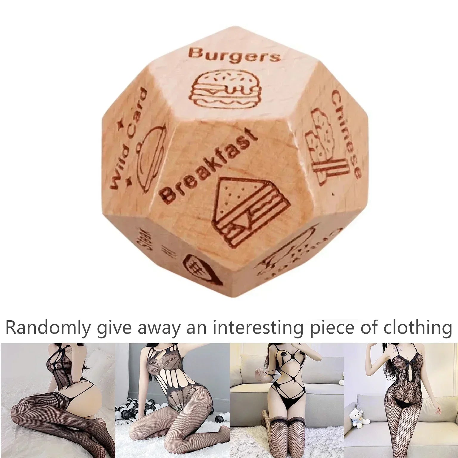 Fun building blocks couple activity night creative wooden tower game valentine’s day rolling stacking - 1pcs dice - food