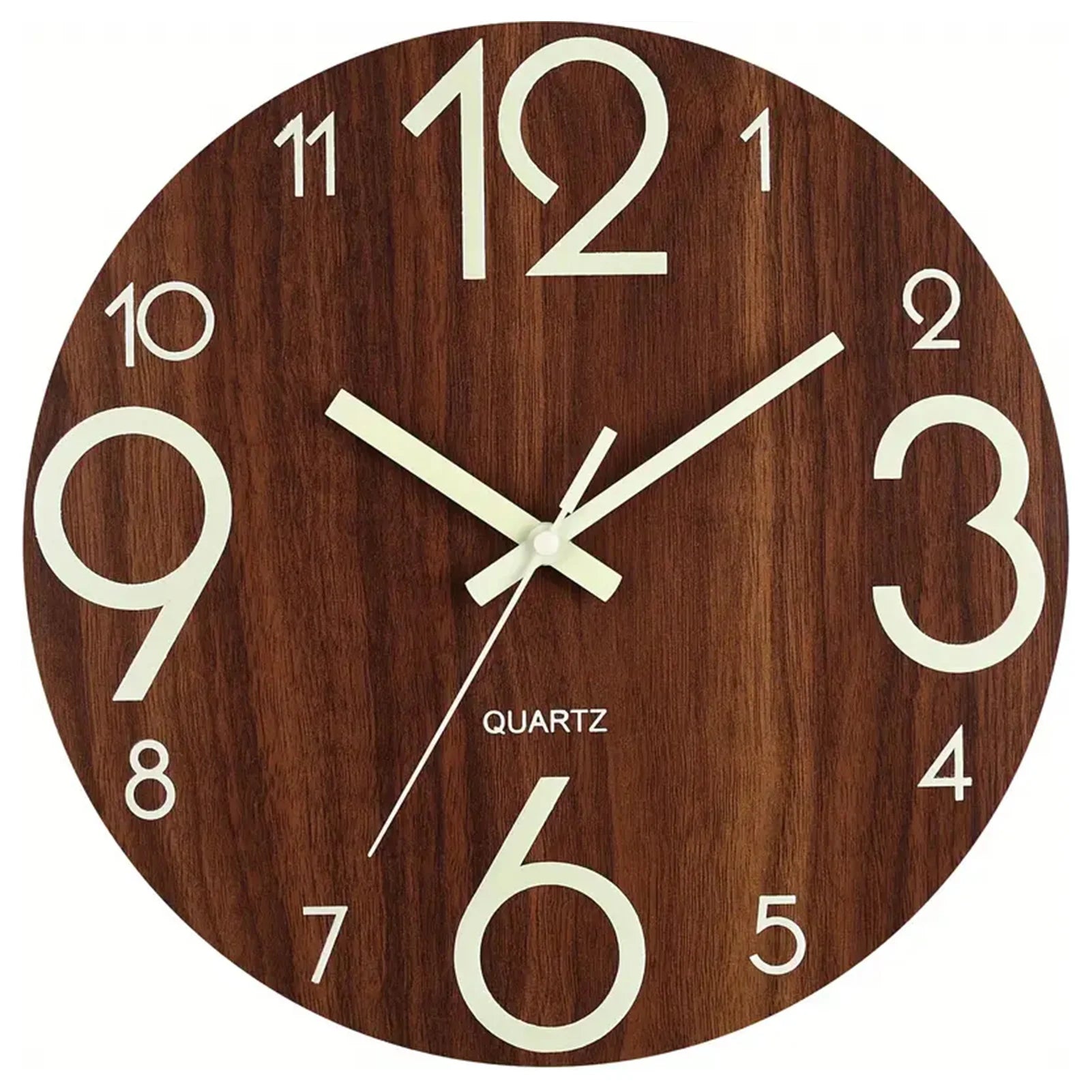 12 inch wooden simple luminous wall clock silent non ticking analog decoration for living room bedroom office decor