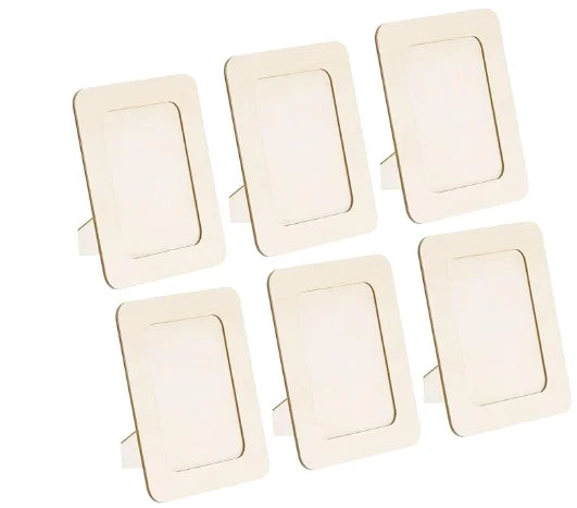 15/6pc wood craft photo frames diy wooden unfinished standing decorations - 6pcs