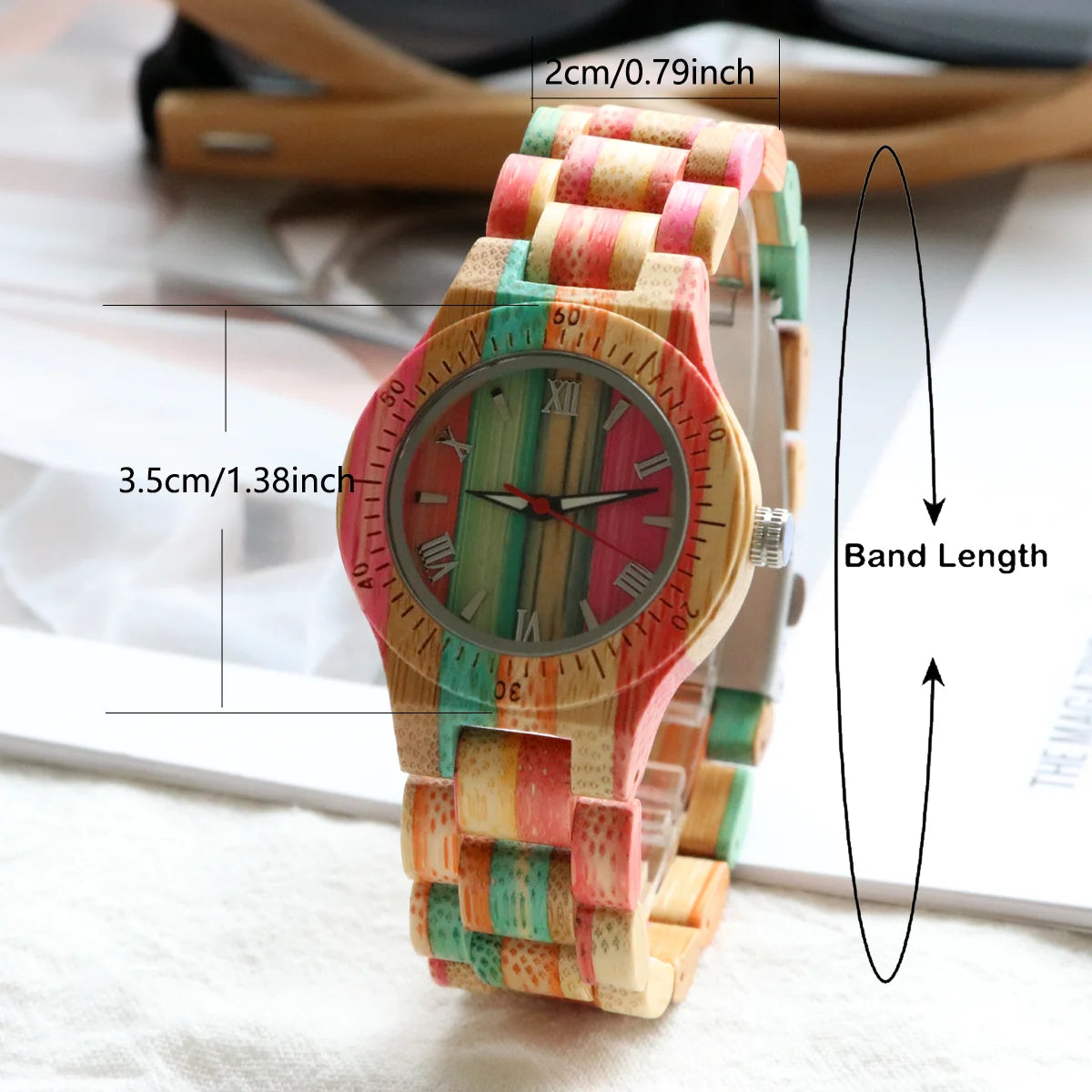 Women watch elegant colorful bamboo wooden watches fashionable color band clock quartz wood wristwatches woman gifts