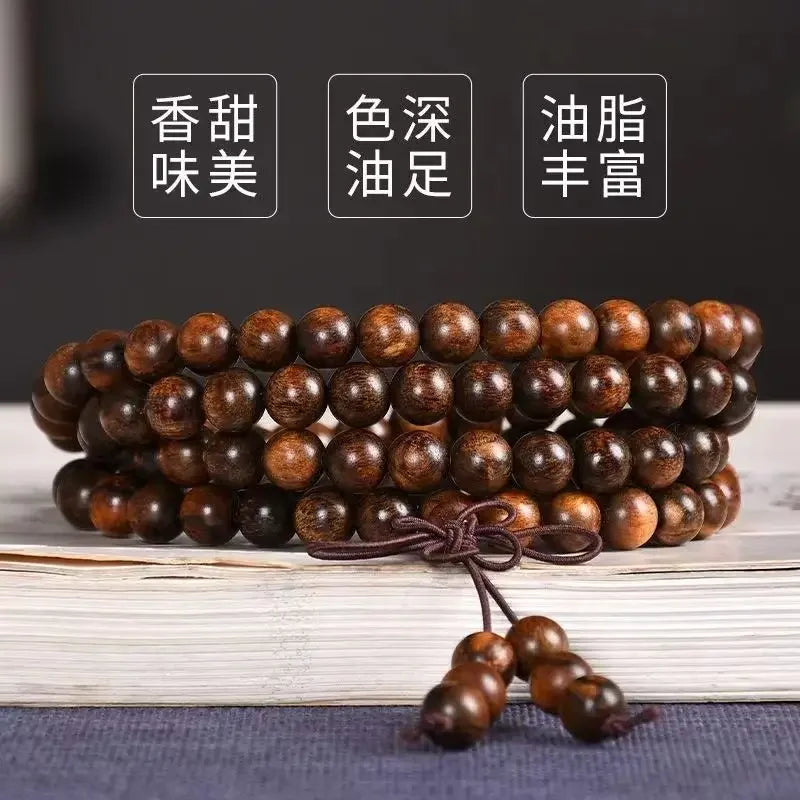 Special natural tribute wood agarwood bracelets for men and women 2.0 butter old material beads 108 hand string