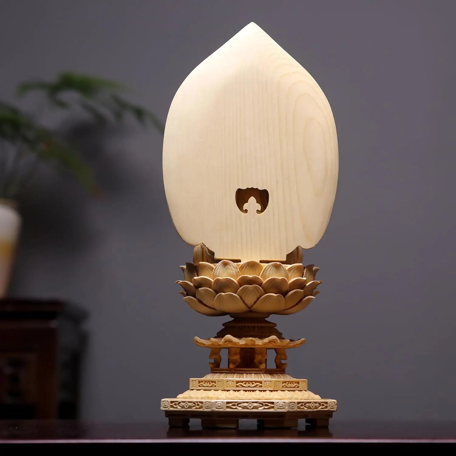 Finely carved hinoki cypress wood eastern saints buddha statues medicine with sunlight and moonlight bodhisattvas