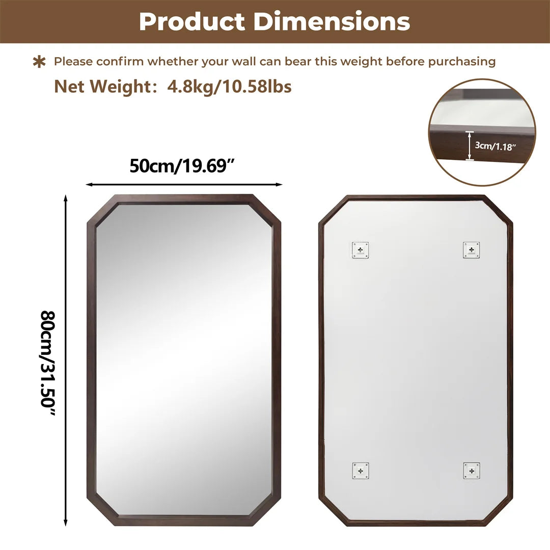 Luvodi living room entryway decorative mirror wall mounted frame with black walnut wood - 38 / australia