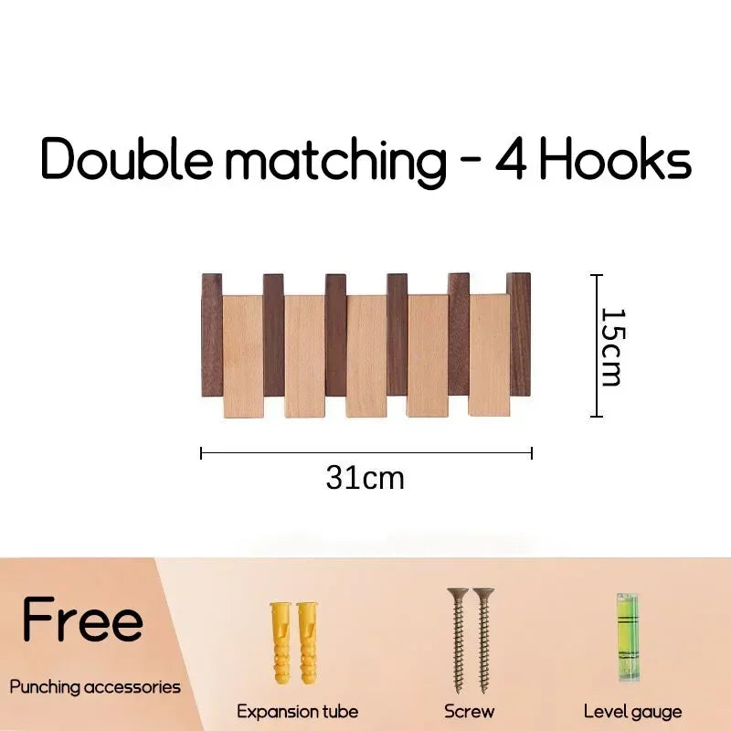 Black walnut coat rack wall mounted solid wood clothes hooks hallway entrance door hanger home decor ds furniture