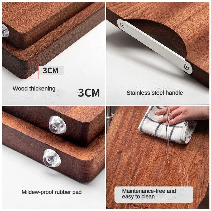 Solid wood cutting board hickened ebony antibacterial mildew kitchen accessories wooden no paint wax