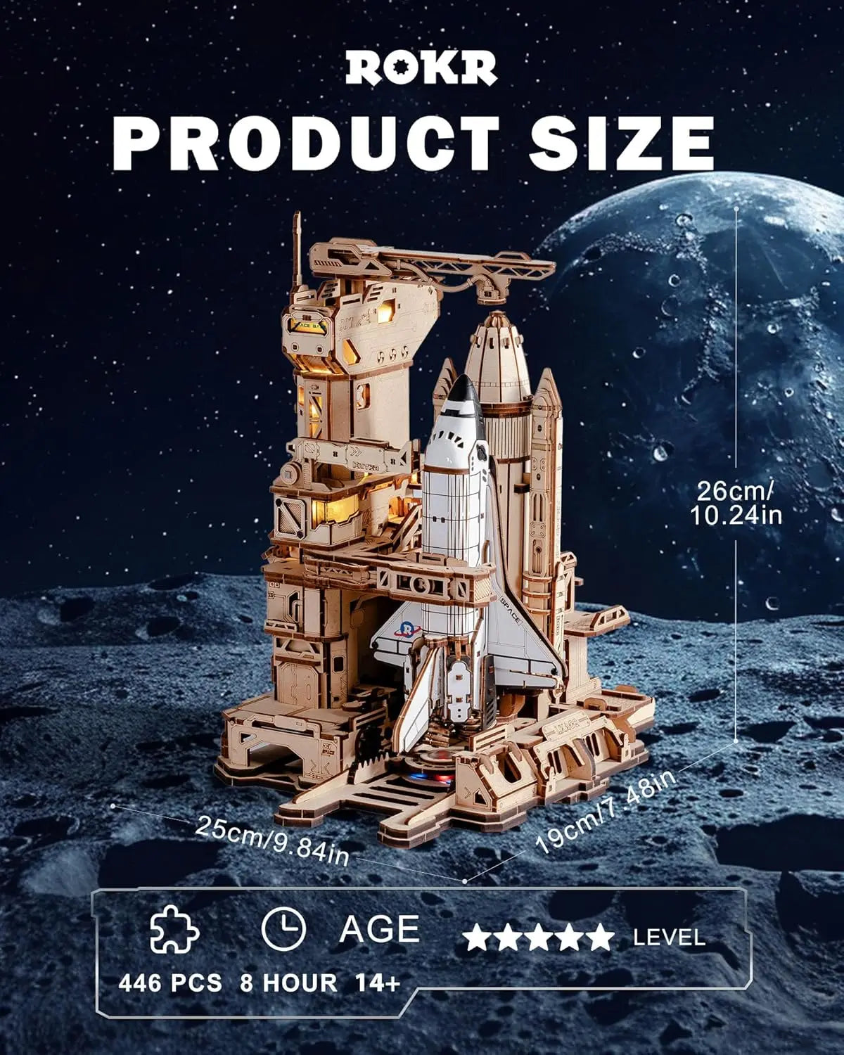 Robotime rokr 3d wooden puzzle space shuttle model kits for adults to build stem toy gift lka02
