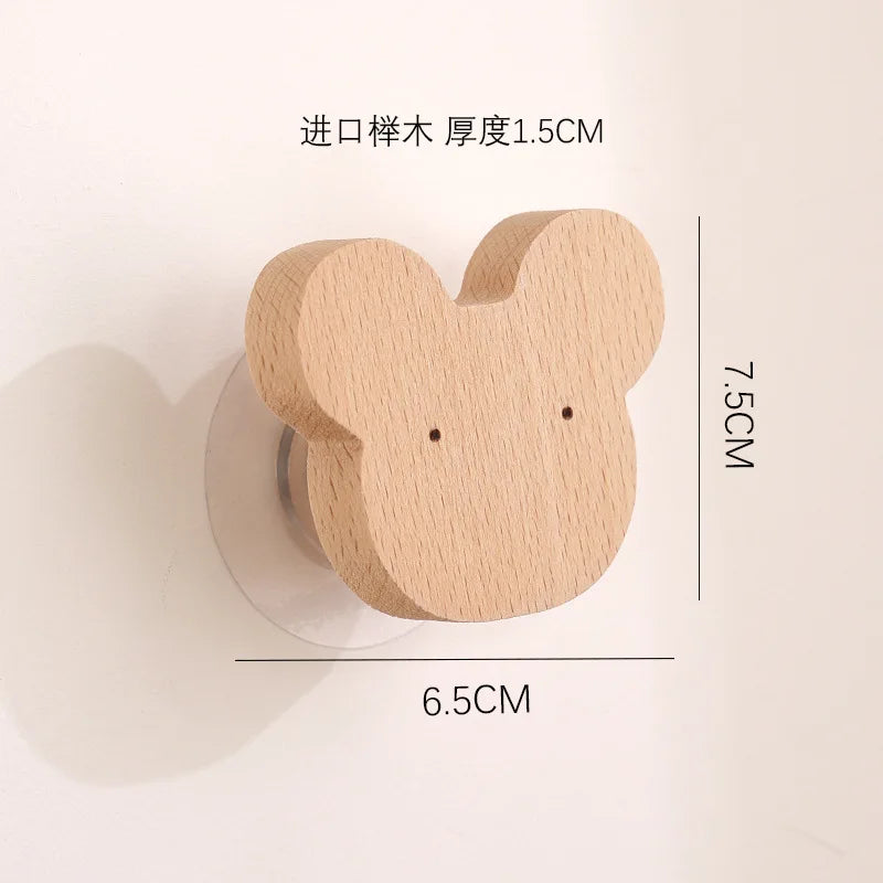 Star moon wooden decoration hooks cute cartoon animal adhesive wall omnipotent key holder for the home and - g